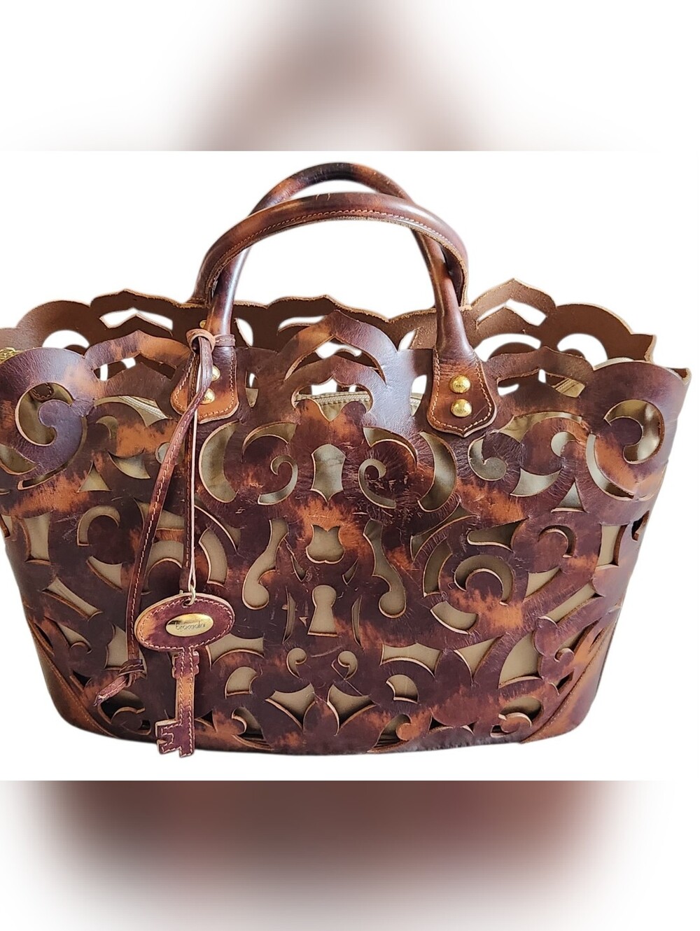 ITALIAN‎ LUXURY LASER-CUT LEATHER TOTE BAG BRACCIALINI